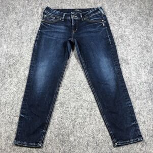Silver Jeans Co Suki Skinny Crop Jeans Womens 31 Dark Wash Stretch Denim